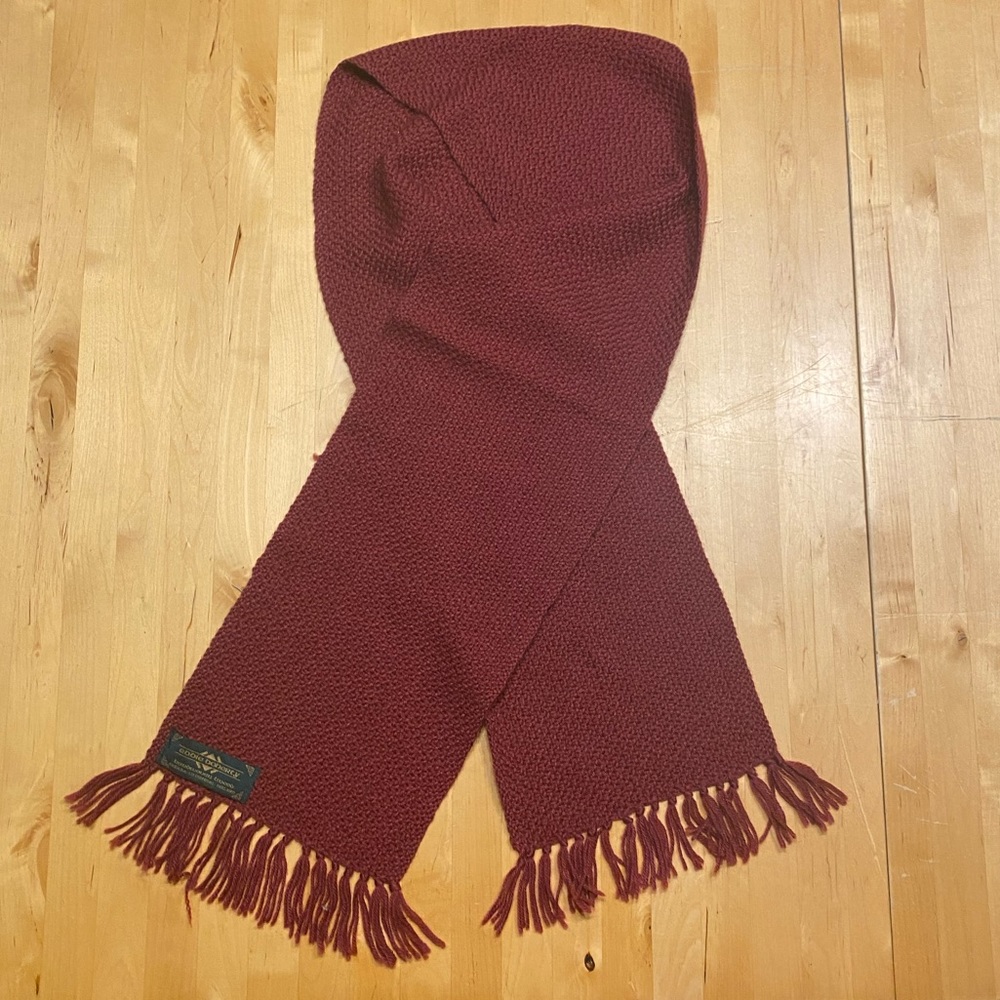 eddie doherty burgundy / red handmade tweed scarf